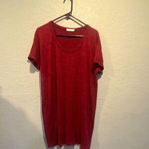 rag & bone Red Knit T-Shirt Dress Scoop Neck Short Sleeve  Solid Women's L